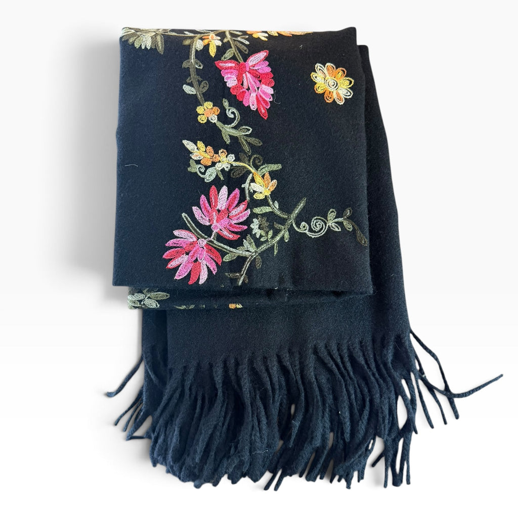 Pashmina chal flores bordadas