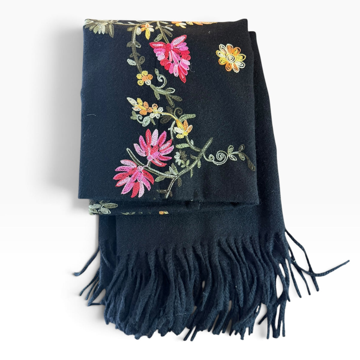 Pashmina chal flores bordadas