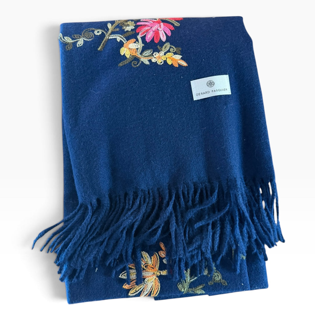 Pashmina chal flores bordadas