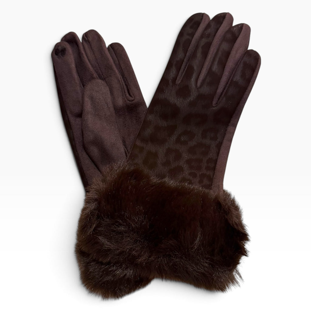 Guantes leopardo puño de pelo Tantrend