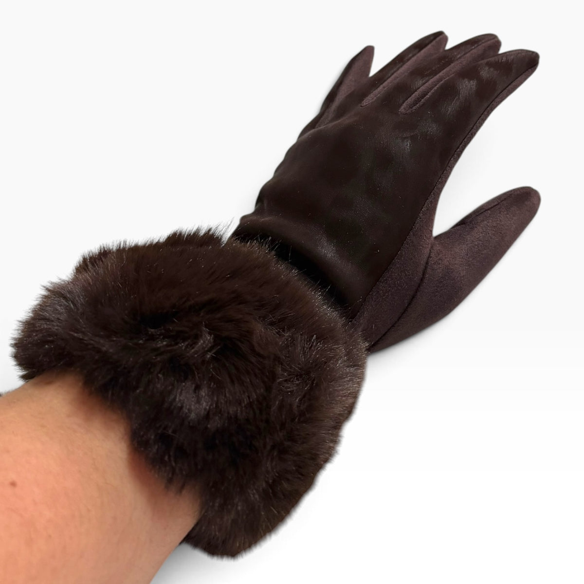 Guantes leopardo puño de pelo Tantrend