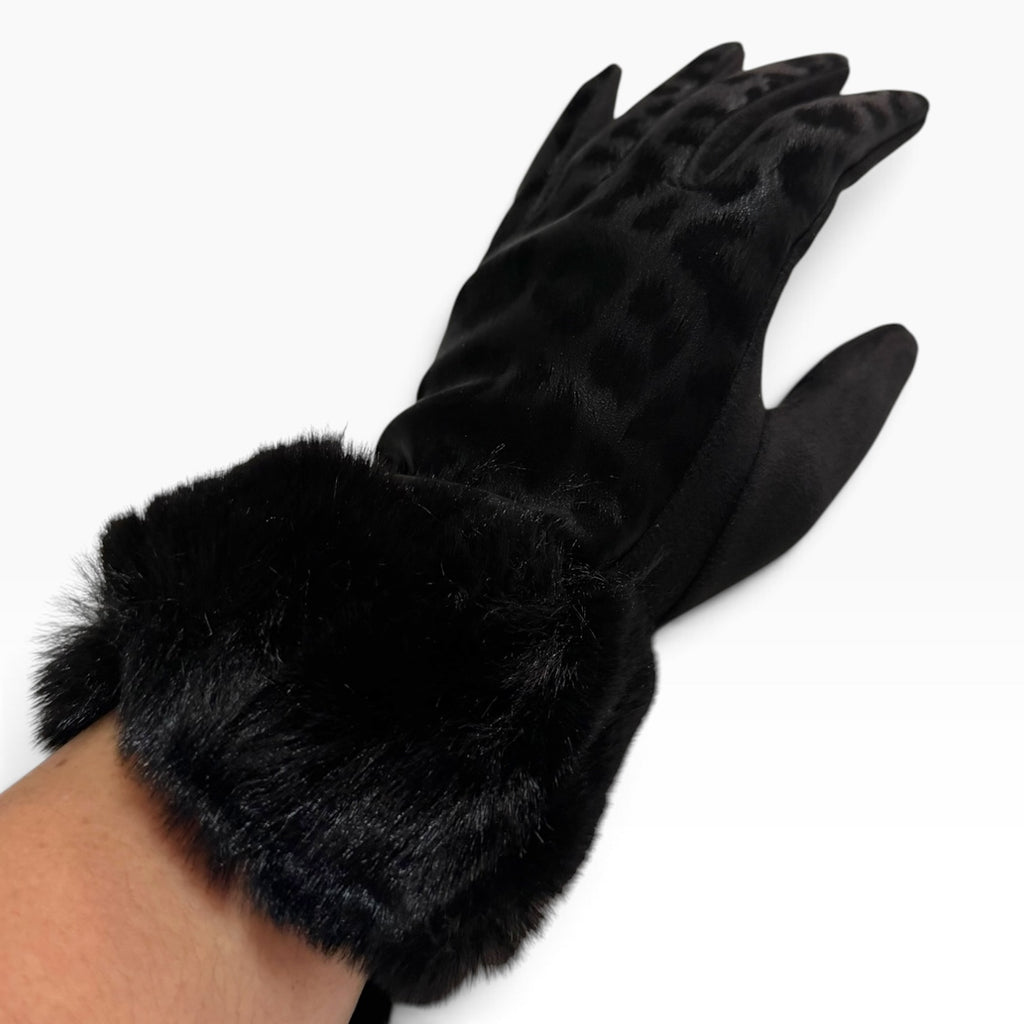 Guantes leopardo puño de pelo Tantrend
