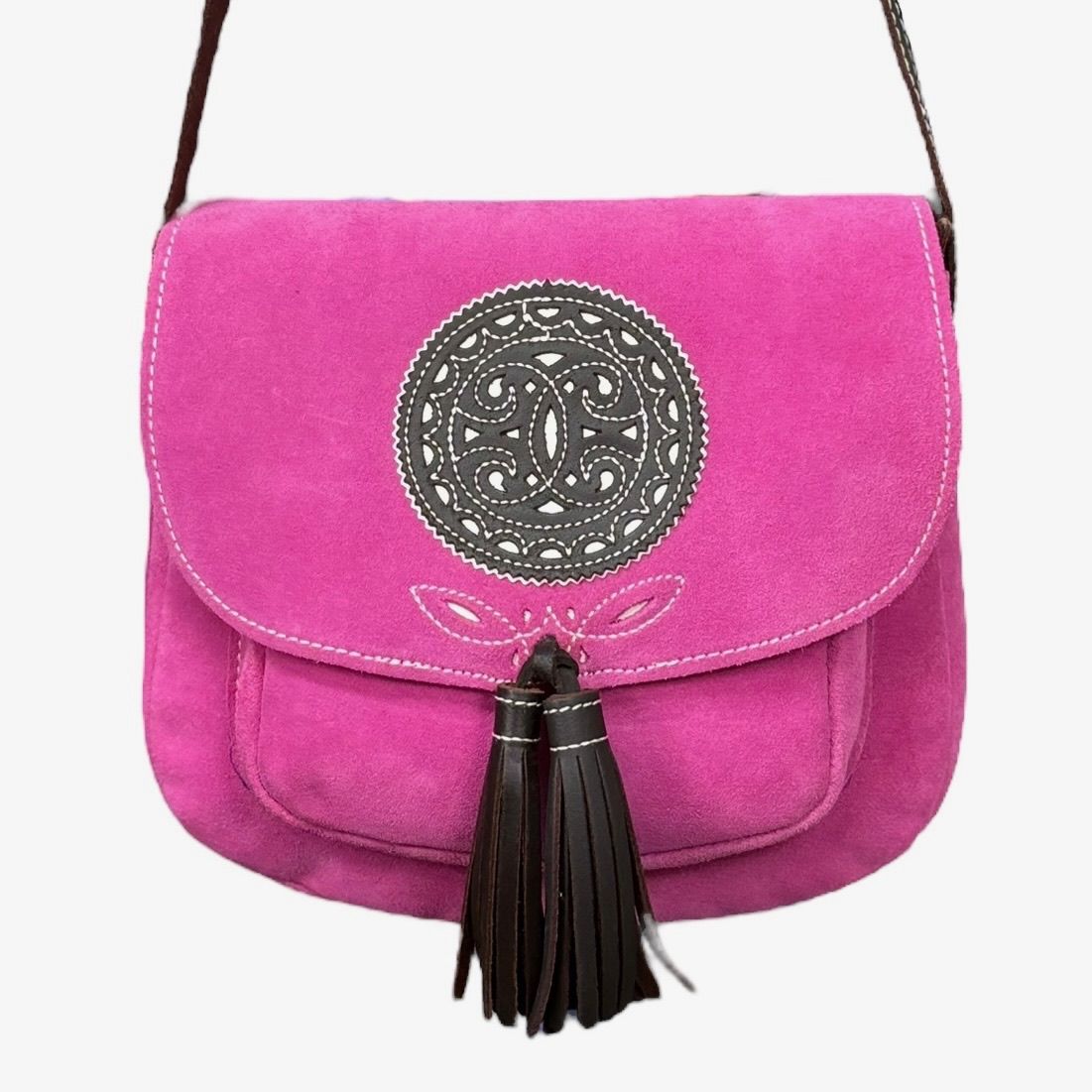 Bolso cartujano de piel de nobuk