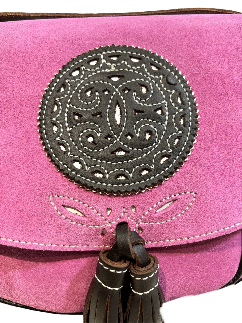 Bolso cartujano de piel de nobuk