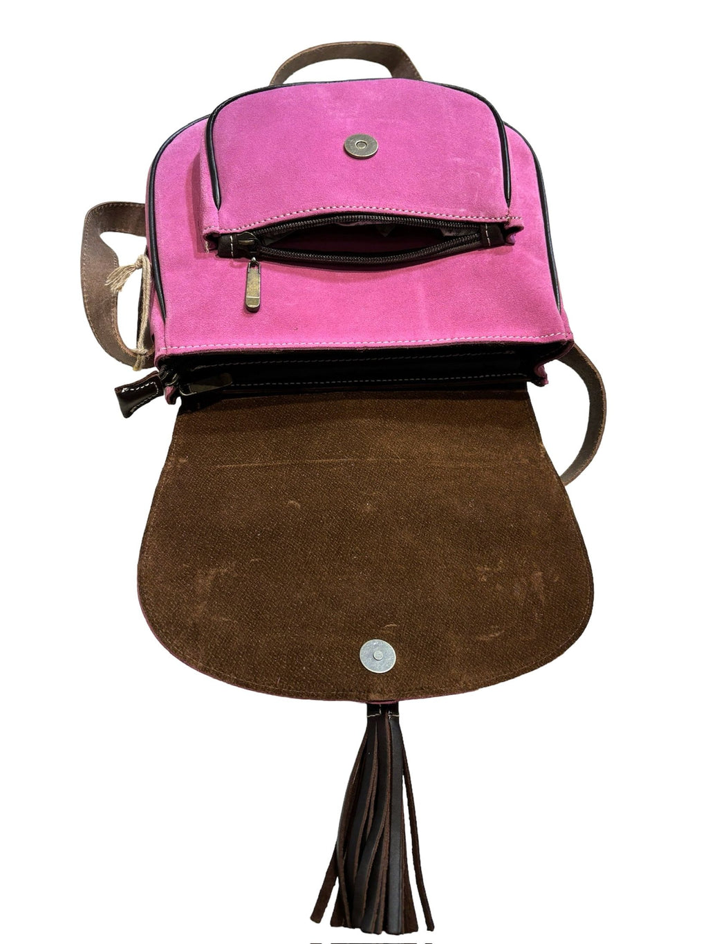 Bolso cartujano de piel de nobuk