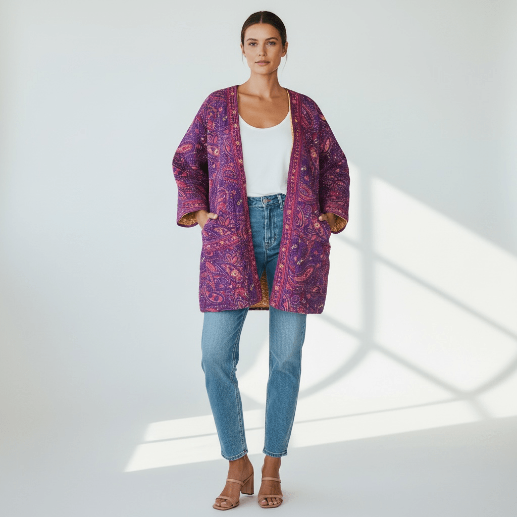 Kimono estampado de algodón