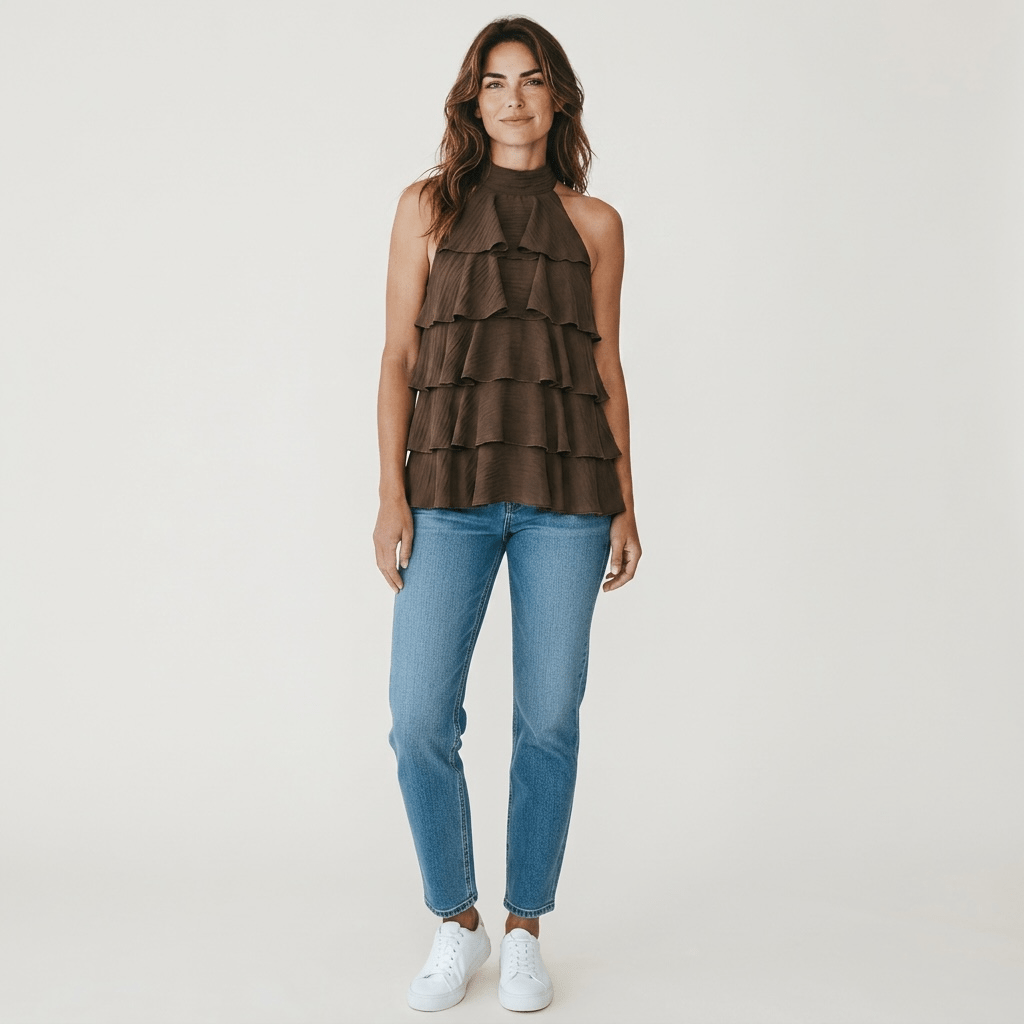 Camisa halter volantes