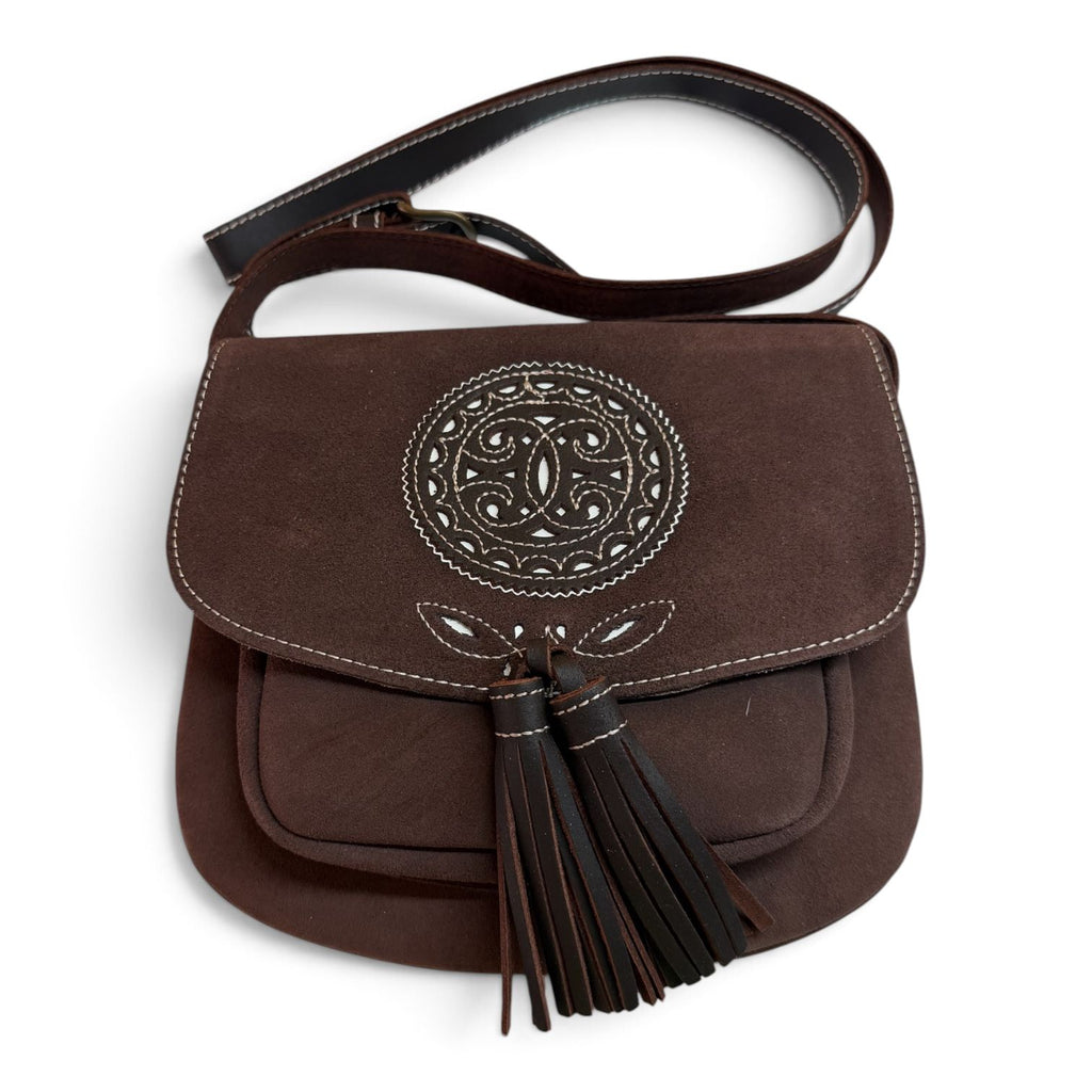 Bolso cartujano de piel de nobuk