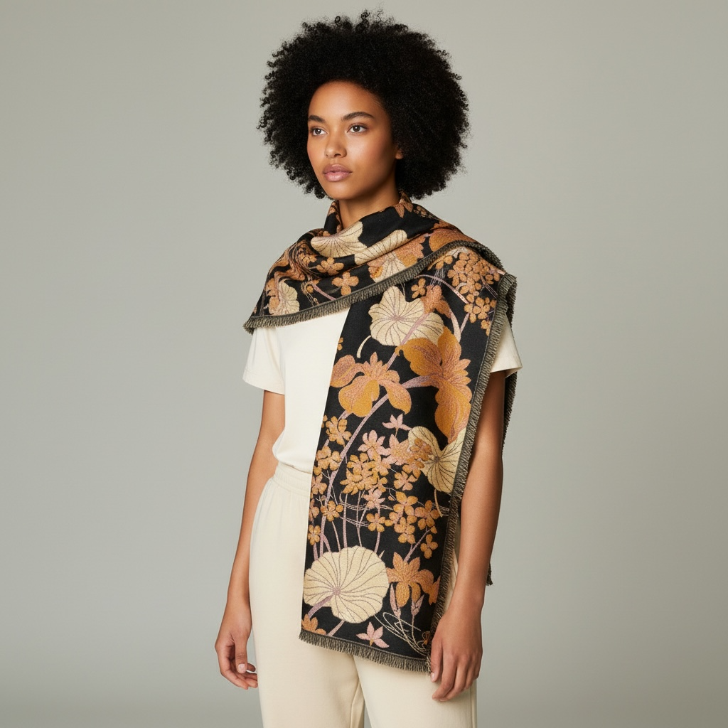 Pashmina chal estampado flores