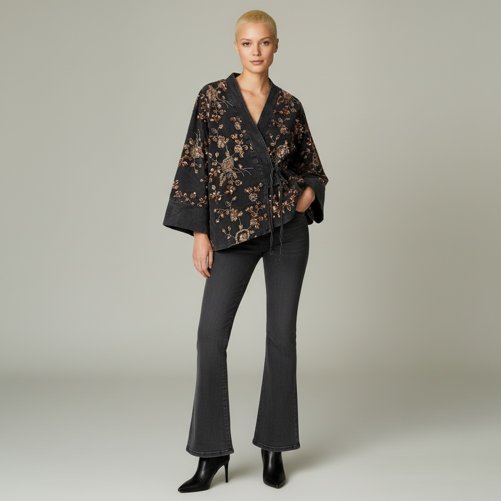 Kimono vaquero con lentejuelas