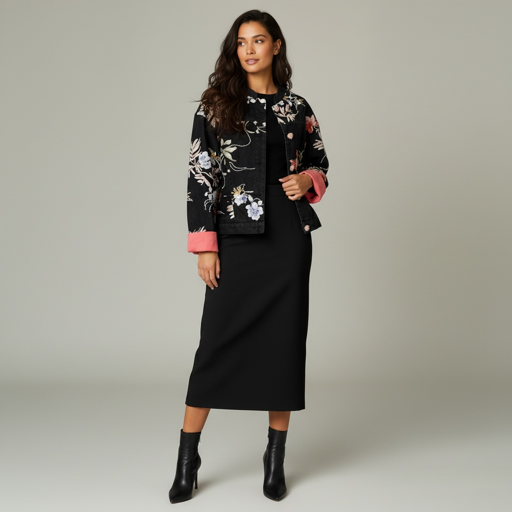 Chaqueta vaquera negra lentejuelas