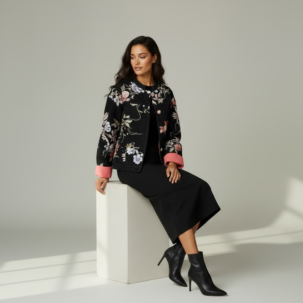 Chaqueta vaquera negra lentejuelas