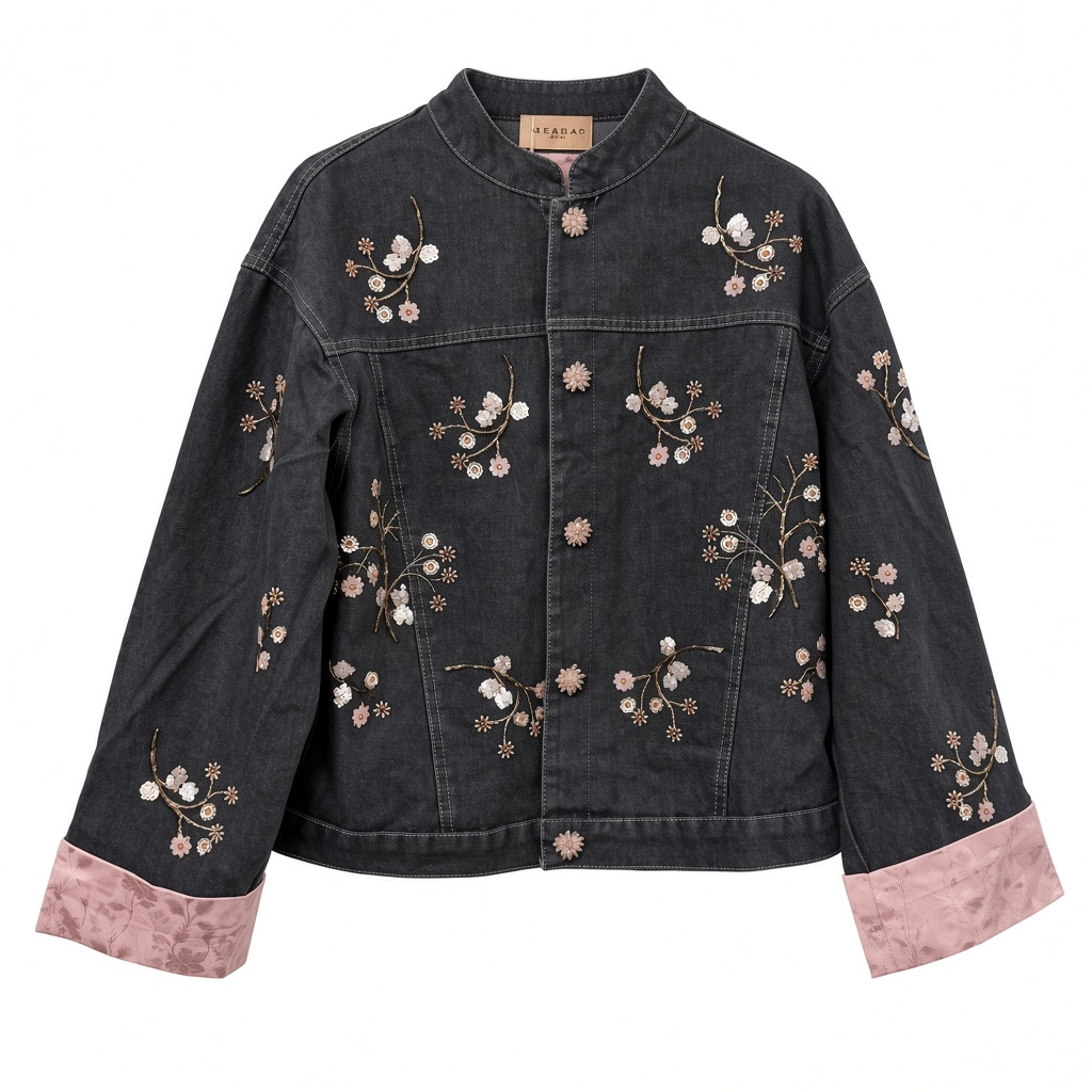 Chaqueta vaquera flores lentejuelas