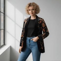 Kimono terciopelo flores