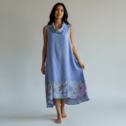 Vestido cuello chimenea estampado