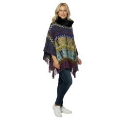 Poncho multicolor cuello pelo