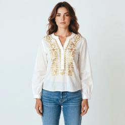 Camisa bordados camel