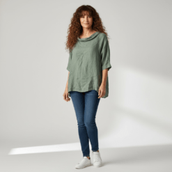 Camisa cuello chimenea lino