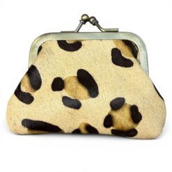 Monedero de boquilla mini animal print pelo