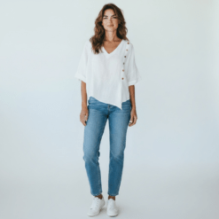 Camisa de lino asimétrica con botones
