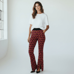 Pantalón estampado de punto con apertura